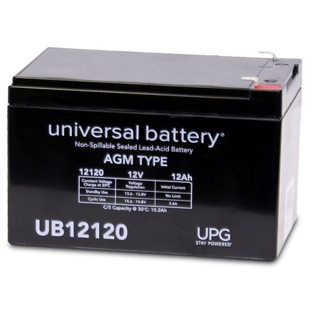 UPG Sealed Lead Acid Battery, 12 V, 12Ah, UB12120, F1 Faston Tab Terminal, AGM Type D5744
